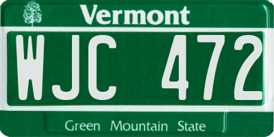VT license plate WJC472