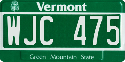 VT license plate WJC475