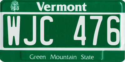 VT license plate WJC476