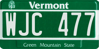 VT license plate WJC477
