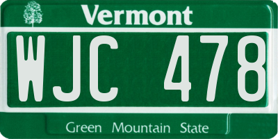 VT license plate WJC478
