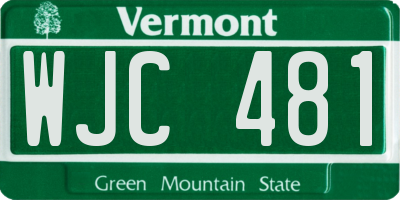 VT license plate WJC481
