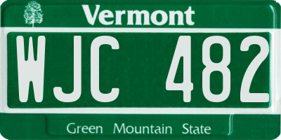 VT license plate WJC482