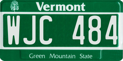 VT license plate WJC484