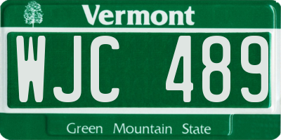 VT license plate WJC489