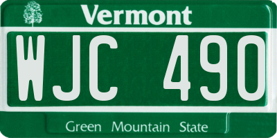 VT license plate WJC490