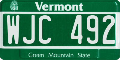 VT license plate WJC492