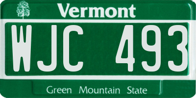VT license plate WJC493