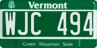 VT license plate WJC494