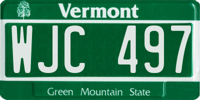VT license plate WJC497