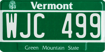 VT license plate WJC499