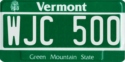 VT license plate WJC500