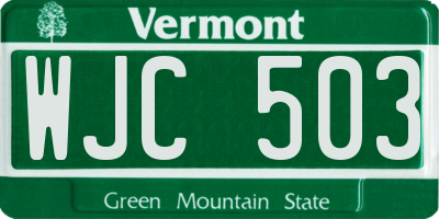 VT license plate WJC503