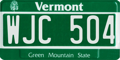 VT license plate WJC504