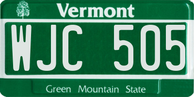 VT license plate WJC505