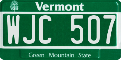 VT license plate WJC507