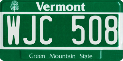 VT license plate WJC508