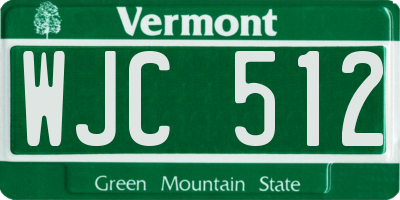 VT license plate WJC512