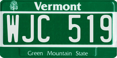 VT license plate WJC519