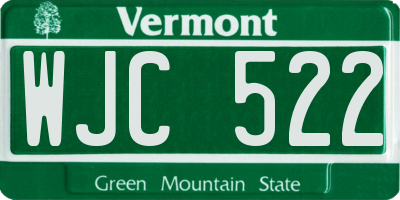 VT license plate WJC522