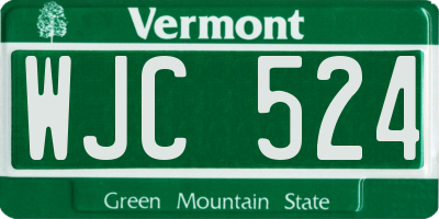VT license plate WJC524