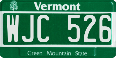 VT license plate WJC526