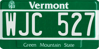 VT license plate WJC527