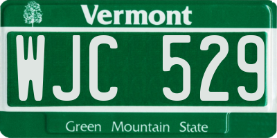 VT license plate WJC529