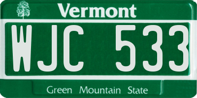 VT license plate WJC533