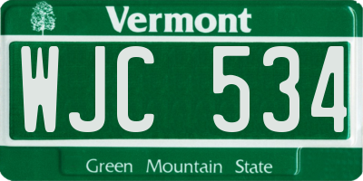 VT license plate WJC534