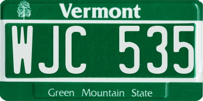 VT license plate WJC535
