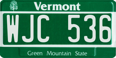 VT license plate WJC536