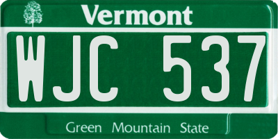 VT license plate WJC537