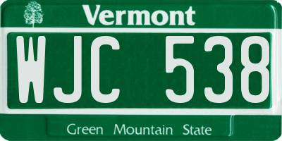 VT license plate WJC538