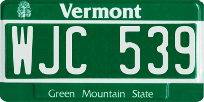 VT license plate WJC539