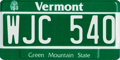 VT license plate WJC540