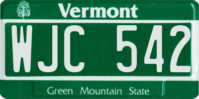 VT license plate WJC542