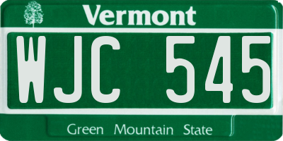 VT license plate WJC545