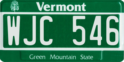 VT license plate WJC546
