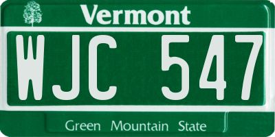 VT license plate WJC547