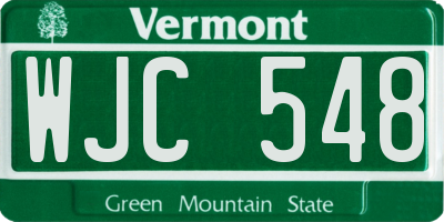 VT license plate WJC548