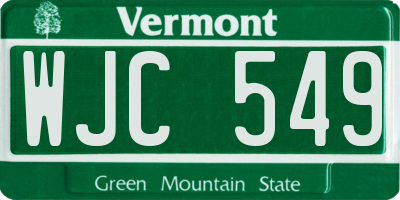 VT license plate WJC549