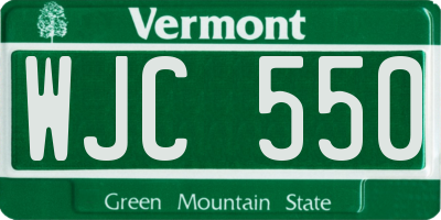 VT license plate WJC550