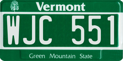 VT license plate WJC551
