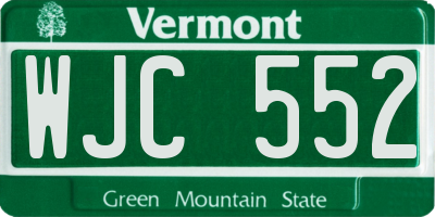 VT license plate WJC552