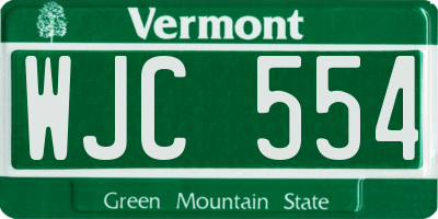 VT license plate WJC554