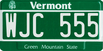 VT license plate WJC555