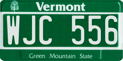 VT license plate WJC556