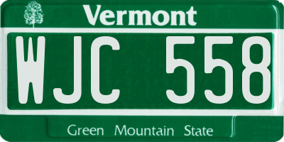 VT license plate WJC558