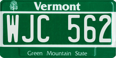 VT license plate WJC562